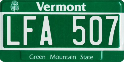 VT license plate LFA507