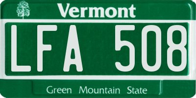 VT license plate LFA508