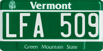 VT license plate LFA509