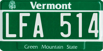 VT license plate LFA514