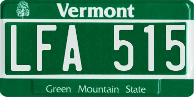 VT license plate LFA515