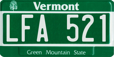 VT license plate LFA521