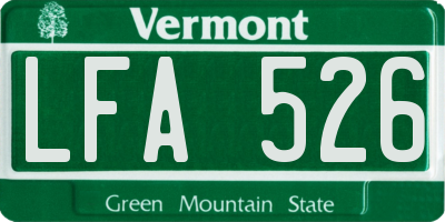 VT license plate LFA526