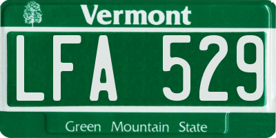 VT license plate LFA529