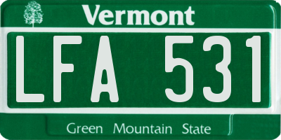 VT license plate LFA531