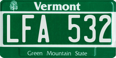 VT license plate LFA532