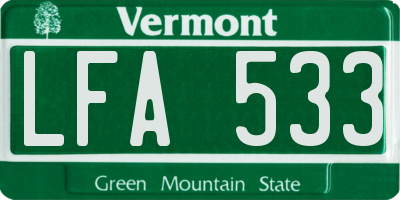 VT license plate LFA533