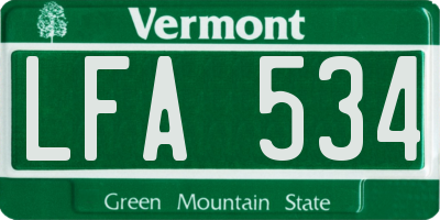 VT license plate LFA534