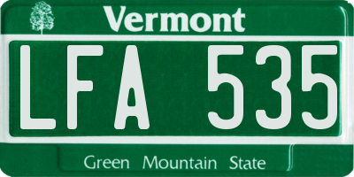 VT license plate LFA535