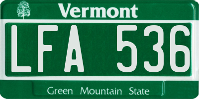 VT license plate LFA536