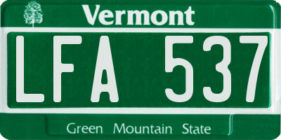 VT license plate LFA537