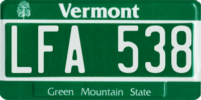VT license plate LFA538