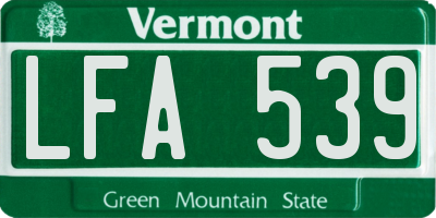 VT license plate LFA539