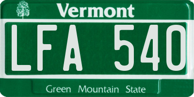 VT license plate LFA540