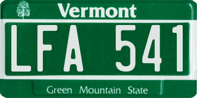 VT license plate LFA541