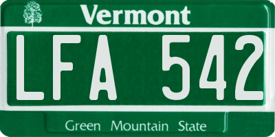 VT license plate LFA542