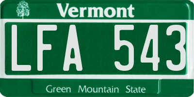 VT license plate LFA543
