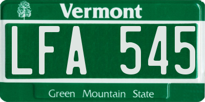 VT license plate LFA545