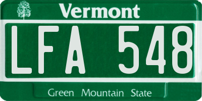 VT license plate LFA548