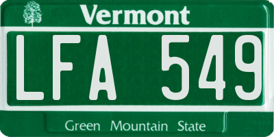 VT license plate LFA549