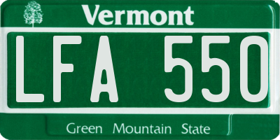 VT license plate LFA550