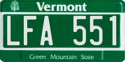VT license plate LFA551