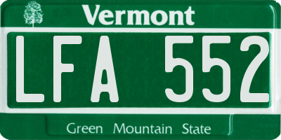 VT license plate LFA552