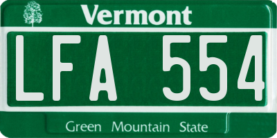 VT license plate LFA554