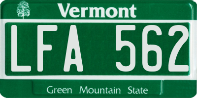VT license plate LFA562