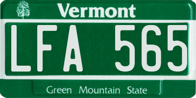VT license plate LFA565