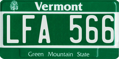 VT license plate LFA566