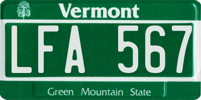 VT license plate LFA567