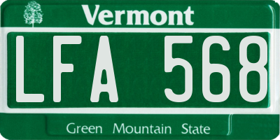 VT license plate LFA568