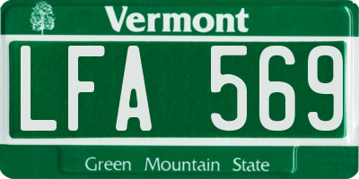 VT license plate LFA569