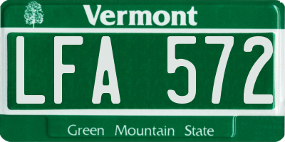 VT license plate LFA572