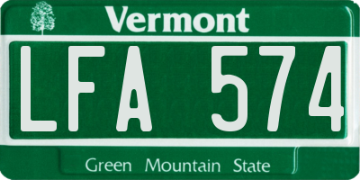 VT license plate LFA574