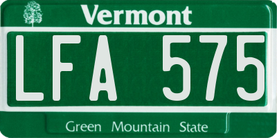 VT license plate LFA575