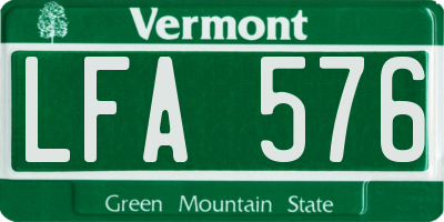 VT license plate LFA576