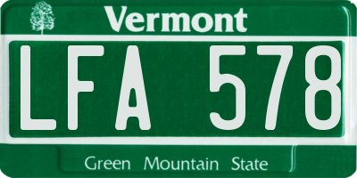VT license plate LFA578