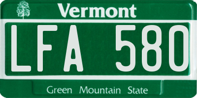 VT license plate LFA580