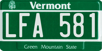 VT license plate LFA581