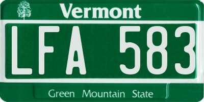 VT license plate LFA583
