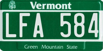 VT license plate LFA584