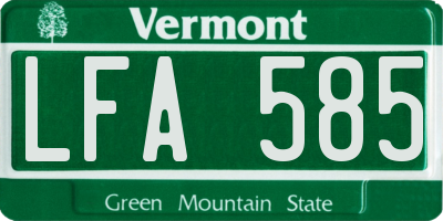 VT license plate LFA585