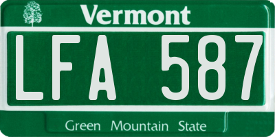 VT license plate LFA587