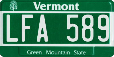 VT license plate LFA589