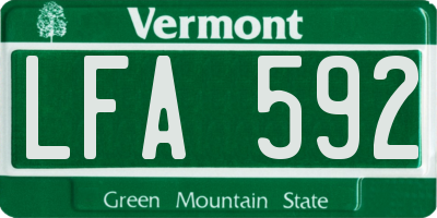 VT license plate LFA592