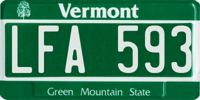 VT license plate LFA593