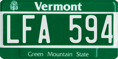 VT license plate LFA594