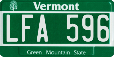 VT license plate LFA596